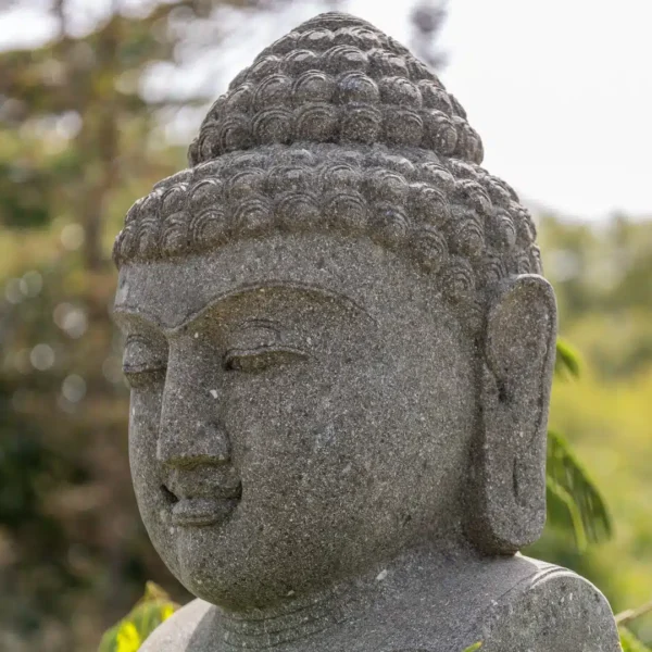Statue buste bouddha en pierre volcanique naturelle 80cm XL – Image 2