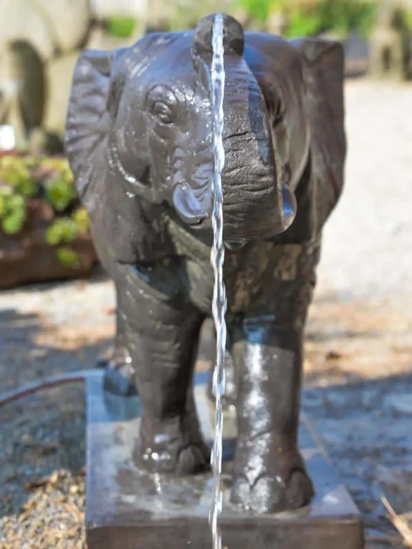 Statue de jardin extérieur éléphant fontaine noir antique 107cm – Image 4