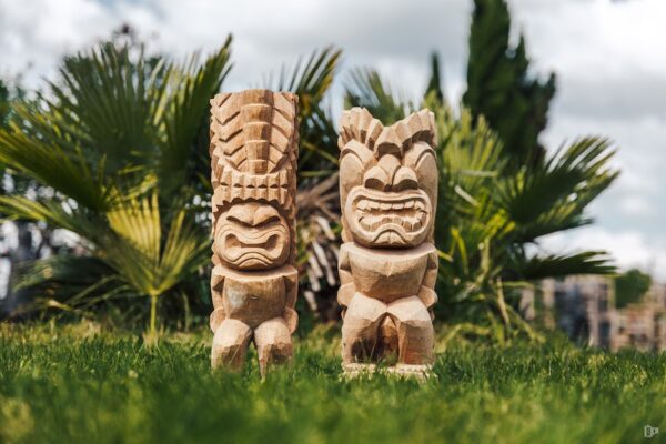 Statue jardin Totem Tiki polynésien en bois de cocotier – 100cm Lombok – Image 5