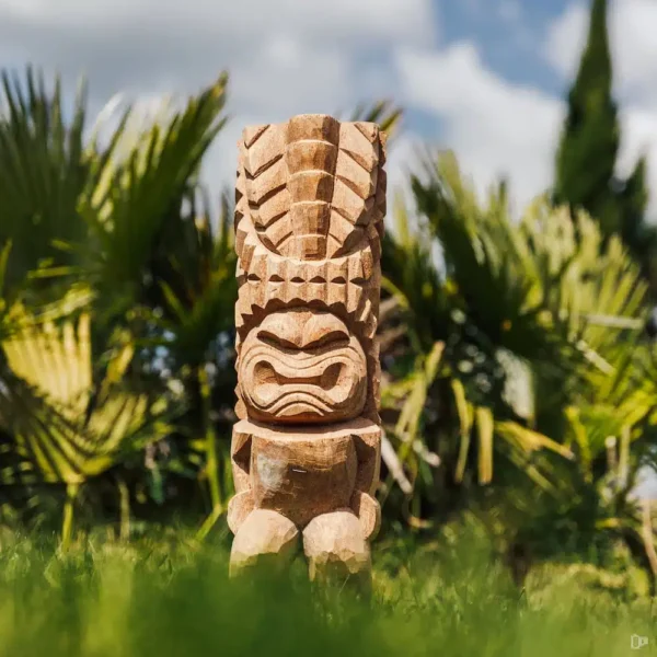 Totem tiki Polynésie en bois de cocotier 50cm – Hawai – Image 2