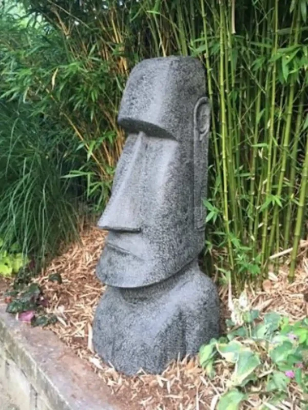 Statue de jardin île de pâques moaï visage allongé noir antique 150cm – Image 2