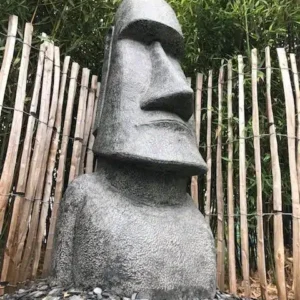 Statue de jardin île de pâques MOAÏ 200cm noir antique – Visage allongé