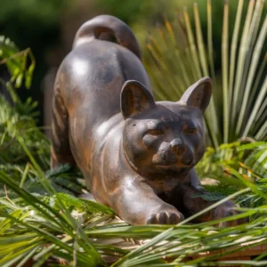 Statue de chat décoratif noir antique 70cm