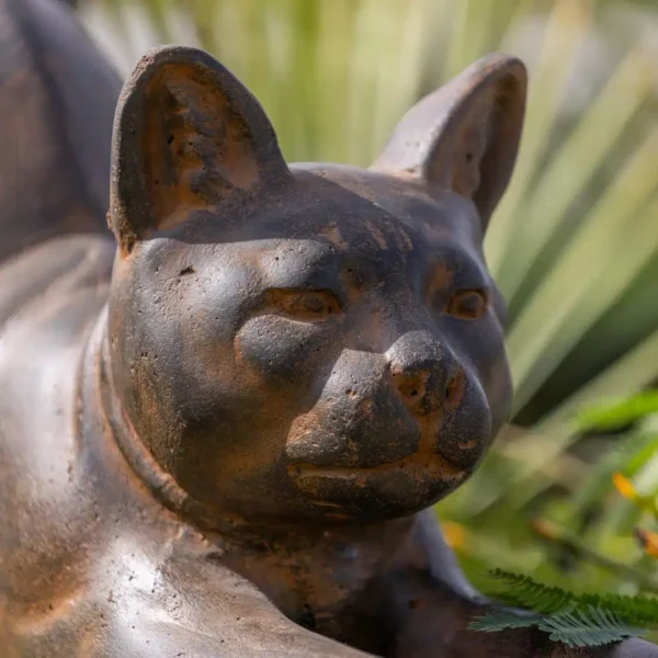 Statue de chat décoratif noir antique 70cm – Image 2