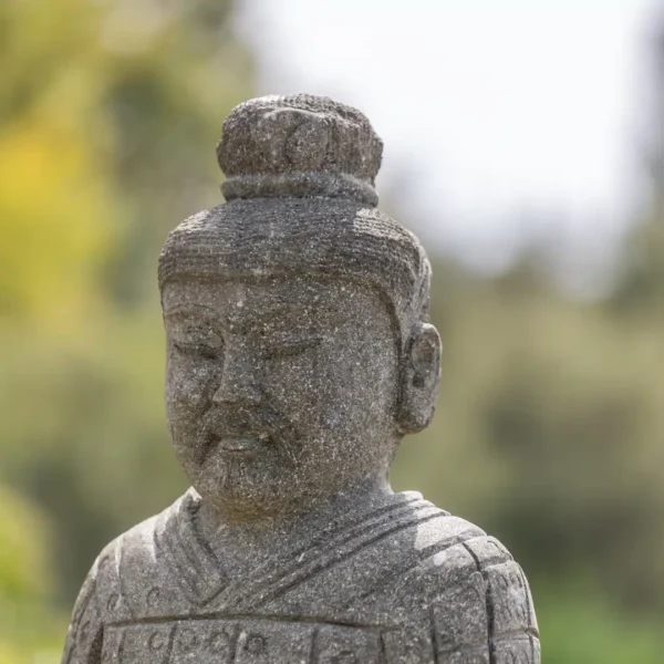 Statue de guerrier chinois xian à genoux en pierre naturelle 102cm – Image 2