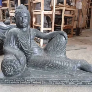 Statue de jardin Bouddha allongé 80 cm noir antique