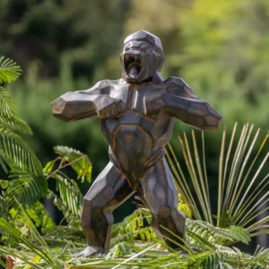 Statue gorille extérieur en pierre reconstituée noir antique 80cm