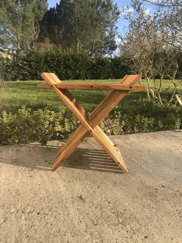 Table de Chevet Pliable Design en Bois Massif de Teck 60cm - Phyl – Image 4
