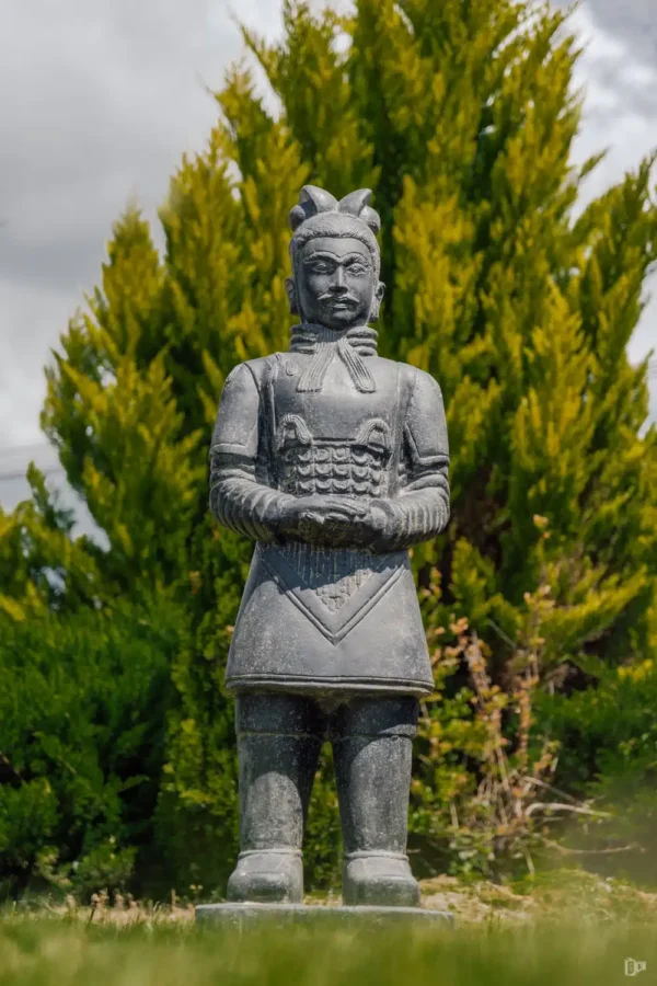 Statue de Jardin Guerrier Chinois Xian Debout Extérieur Noir Antique 150cm – Image 2