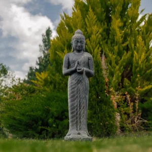 Statue bouddha debout en position chakra noir antique 158cm