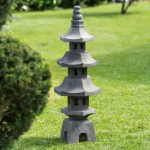 Lampe Japonaise Lanterne Pagode Statue de Jardin en Pierre de Lave 100cm – Gojo