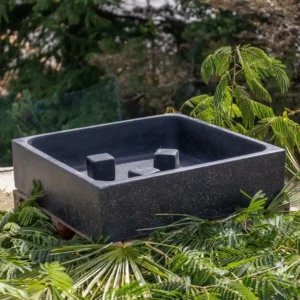 Bassin carré pour fontaine de jardin tête de bouddha noir antique 50/75/100/125cm -