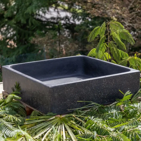 Bassin carré pour fontaine de jardin tête de bouddha noir antique 50/75/100/125cm - – Image 2