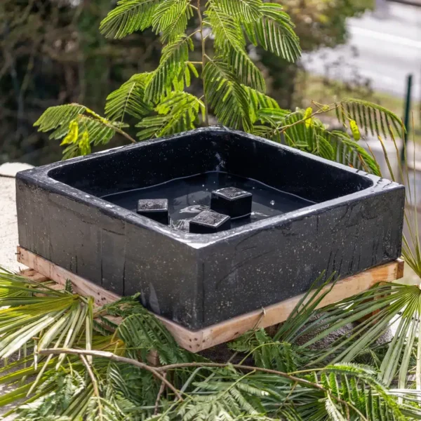 Bassin carré pour fontaine de jardin tête de bouddha noir antique 50/75/100/125cm - – Image 3