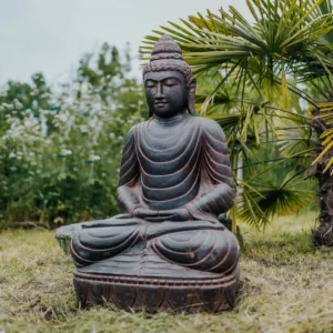 Bouddha assis en position méditation en pierre naturelle 100 cm