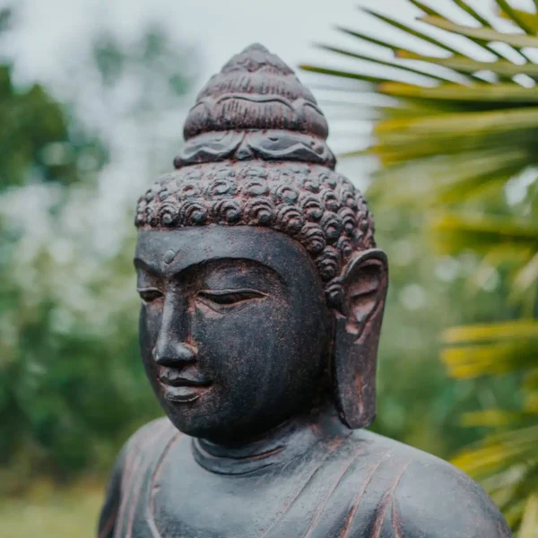 Bouddha assis en position méditation en pierre naturelle 100 cm – Image 2