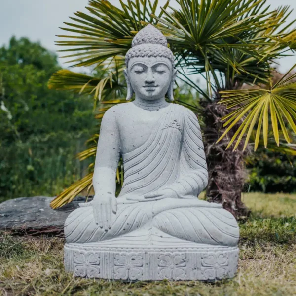 Bouddha assis position mudra en pierre naturelle premium 100 cm – Image 3