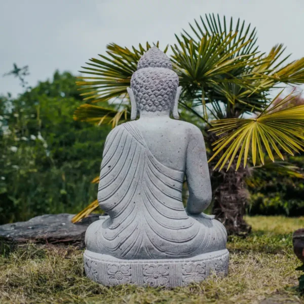 Bouddha assis position mudra en pierre naturelle premium 100 cm – Image 4