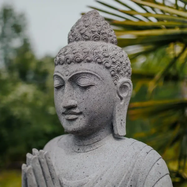 Bouddha assis position remerciement en pierre naturelle premium 100cm – Image 2