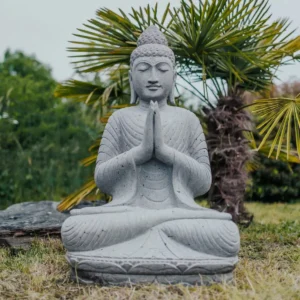 Bouddha assis position remerciement en pierre naturelle premium 100cm