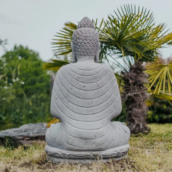 Bouddha assis position remerciement en pierre naturelle premium 100cm – Image 4