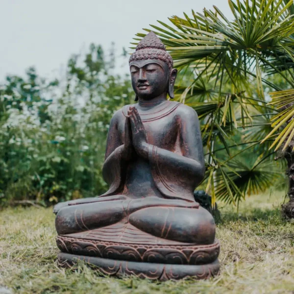 Bouddha assis zen en pierre naturelle premium – 100cm – Image 3