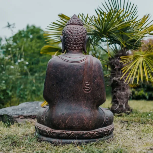 Bouddha assis zen en pierre naturelle premium – 100cm – Image 4