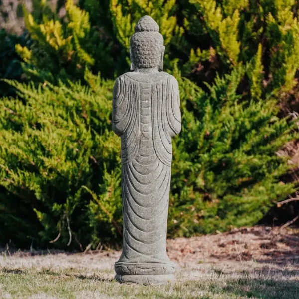Bouddha debout position de remerciement Namaste en pierre naturelle 150cm – Image 4