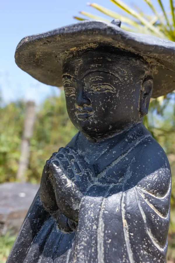 Statue de moine Shaolin, statuette noir antique 60cm – Image 2