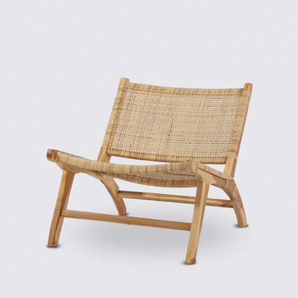 Fauteuil en rotin naturel et bois massif de teck – Tomy