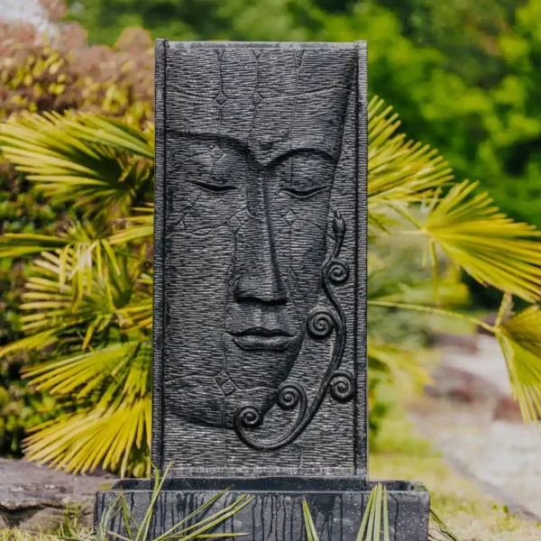 Fontaine Mur d’eau Visage de Bouddha avec Bassin 140cm
