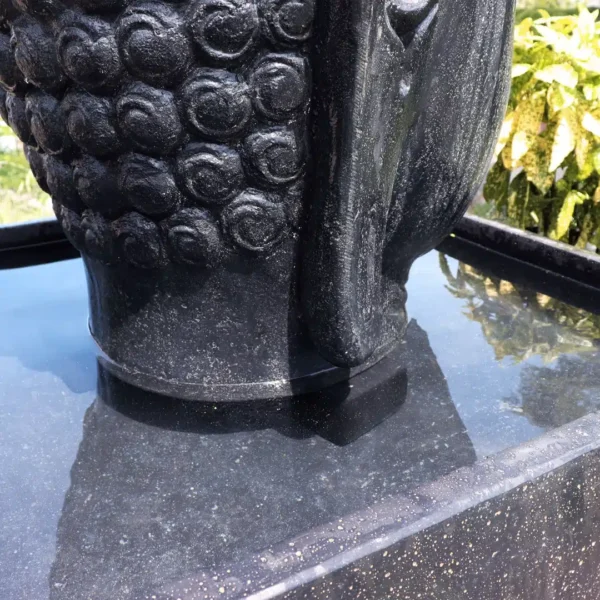 Fontaine de jardin tête de bouddha avec bassin carré noir antique 100cm – Image 3