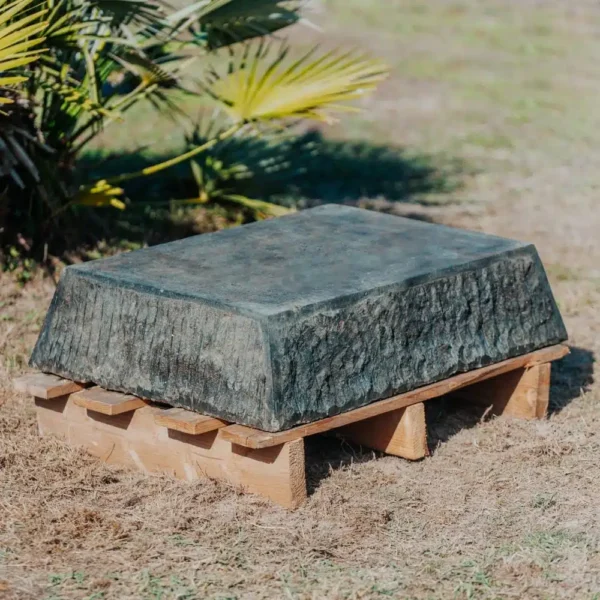 Grand Socle Base pour Statue de Jardin en Pierre Volcanique Naturelle Noir Antique 80cm