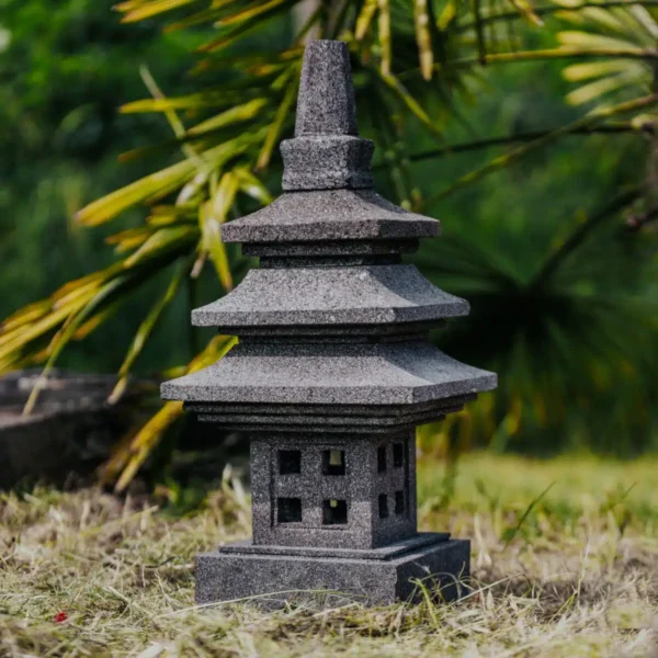 Lampe Japonaise Lanterne Pagode Statue de Jardin en Pierre de Lave 55cm – Katsura
