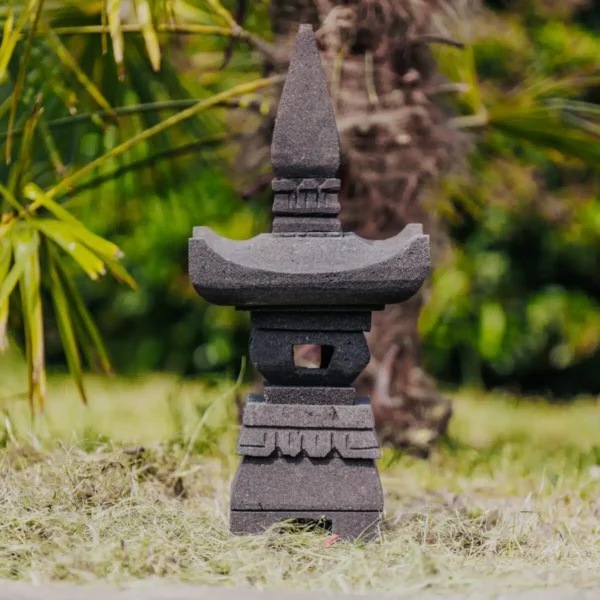 Lampe Japonaise Lanterne Pagode Statue de Jardin en Pierre de Lave 60cm – Shokawa – Image 2