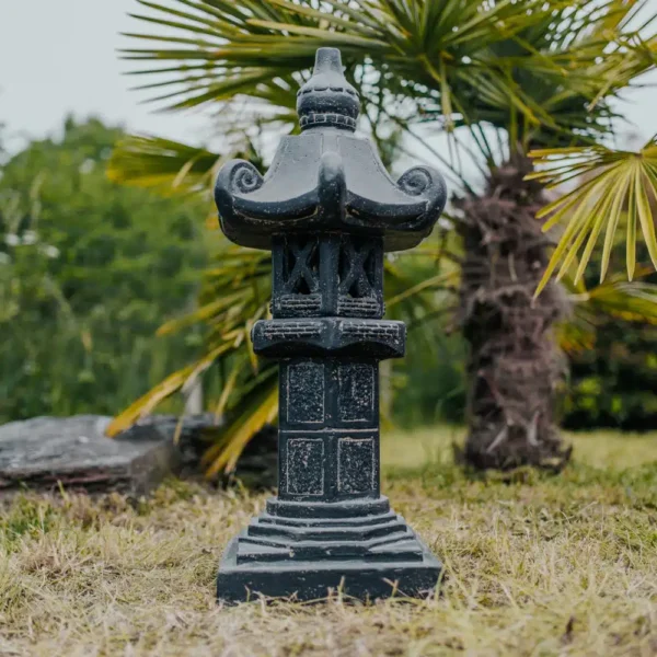 Lanterne Lampe de Jardin Pagode Japonaise Chinoise 80cm Noir / Gris Antique – Kobe – Image 3