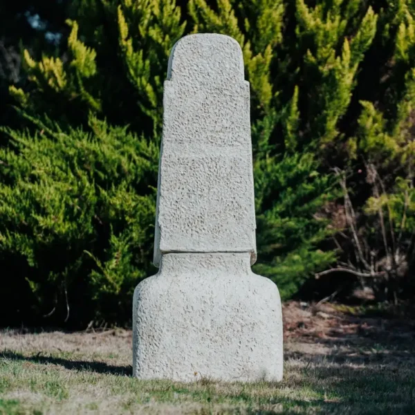 Statue MOAÏ de jardin en pierre volcanique blanche, 150 cm – Image 4