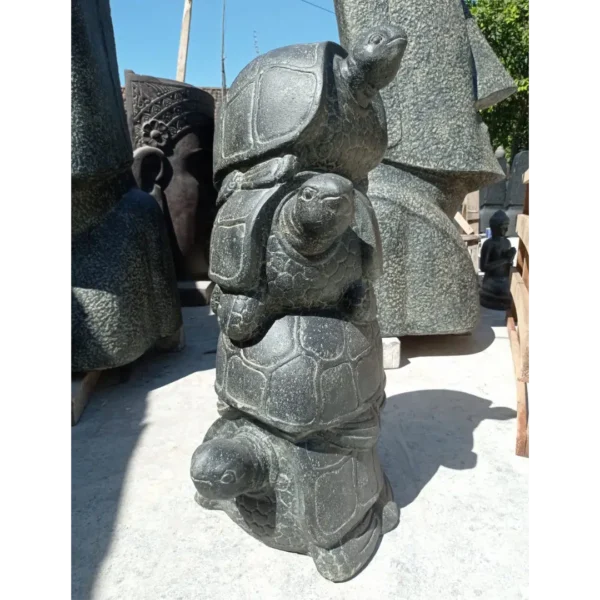 Statue de jardin 4 tortues empilées hauteur 100cm noir – Image 2
