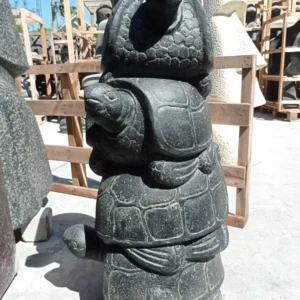 Statue de jardin 4 tortues empilées hauteur 100cm noir