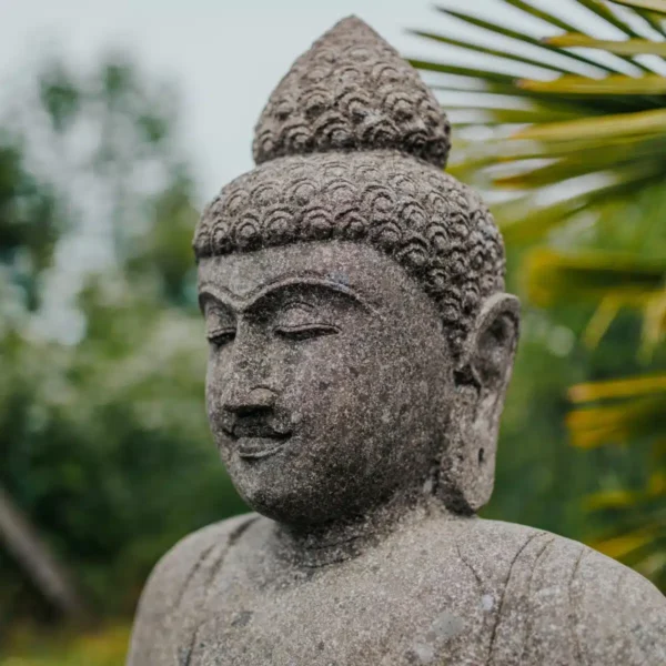 Statue bouddha assis jardin extérieur méditation 105cm XL en pierre naturelle – Image 2