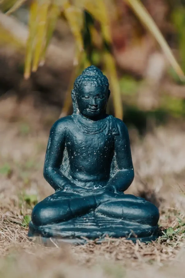 Statue de Bouddha assis méditation noir antique 30cm – Image 2