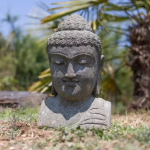 Statue de jardin buste de bouddha extérieur en pierre 50 cm