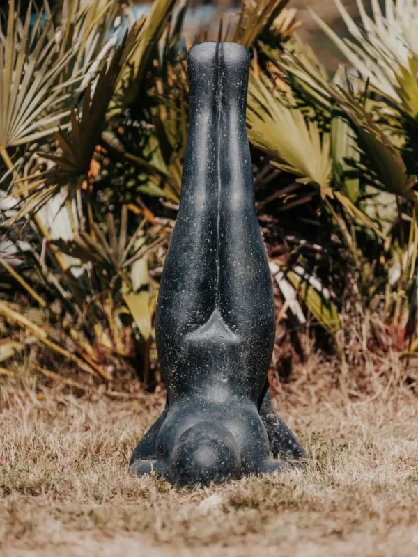 Statue de Jardin Extérieur Moderne Yoga Position Sarvangasana Chandelle 80cm Noir Antique – Image 2