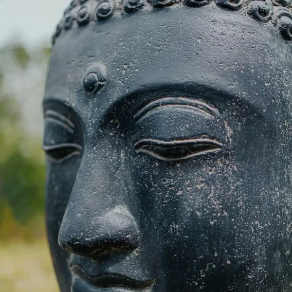 Statue de jardin fontaine tête de Bouddha noir antique 75cm – Image 2