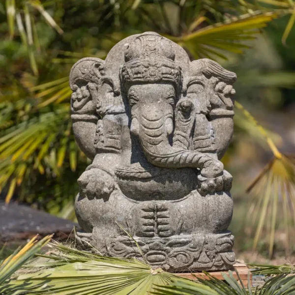 Statue Ganesh assis en pierre naturelle 75cm