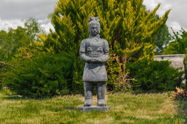 Statue de Jardin Guerrier Chinois Xian Debout Extérieur Noir Antique 150cm – Image 6