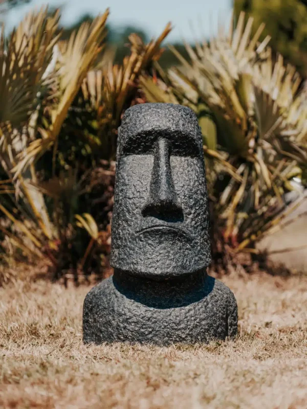 Statue de jardin ile de pâques moai extérieur noir antique 65cm – Image 2
