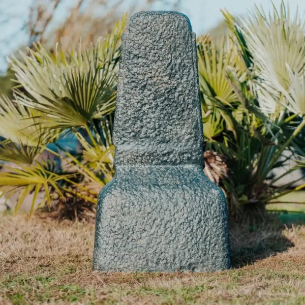 Statue de jardin moai 100 cm en pierre noire antique – Image 5