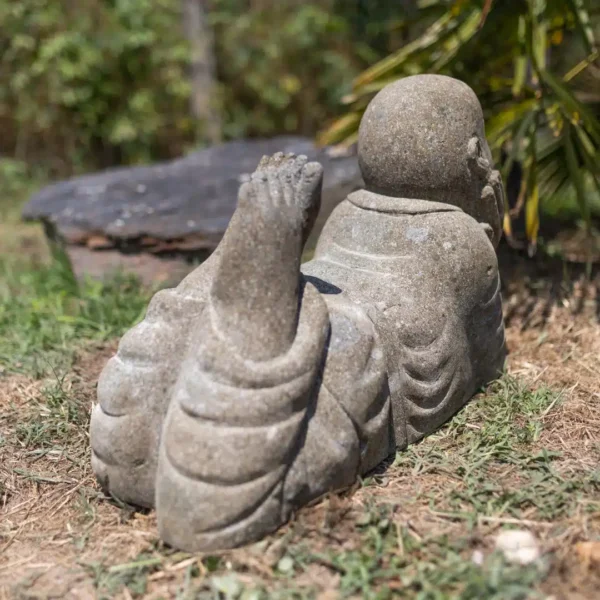 Statue de moine Shaolin en pierre naturelle 63cm – Image 3