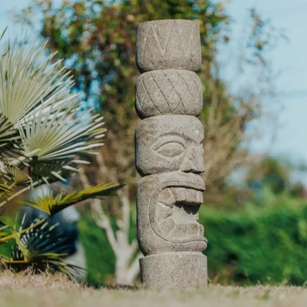 Statue de jardin totem tiki de Polynésie en pierre volcanique 100cm – Pirae – Image 2